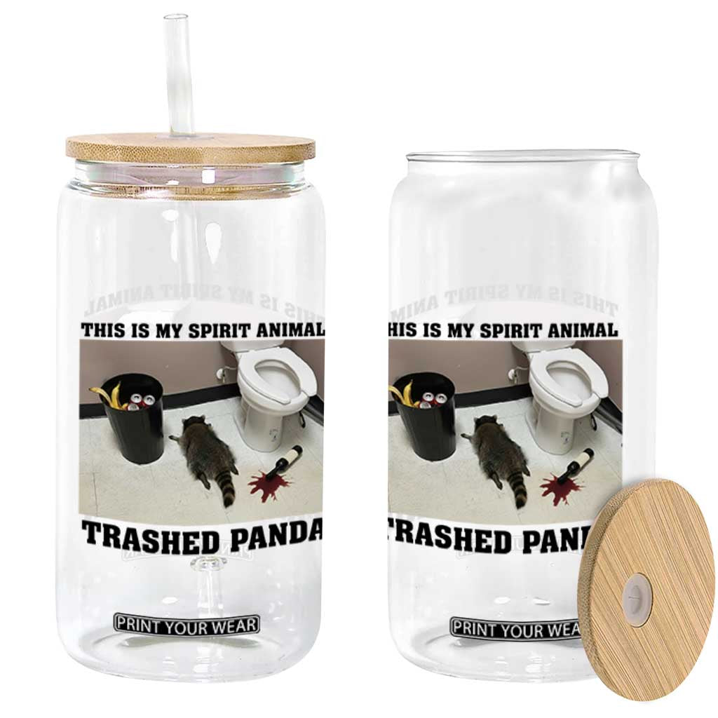 Trashed Panda Glass Can My Spirit Animal Funny Drunk Raccoon Meme TS14 Print Your Wear