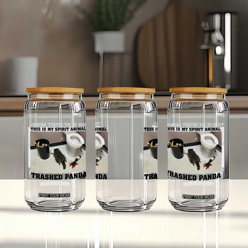 Trashed Panda Glass Can My Spirit Animal Funny Drunk Raccoon Meme TS14 Print Your Wear