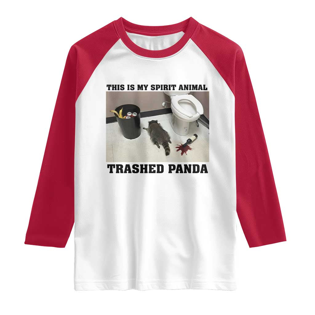 Trashed Panda Raglan Shirt My Spirit Animal Funny Drunk Raccoon Meme TS14 White Red Print Your Wear