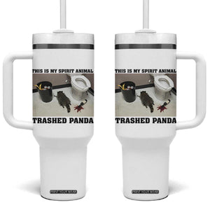 Trashed Panda Tumbler With Handle My Spirit Animal Funny Drunk Raccoon Meme TS14 One Size: 40 oz White Print Your Wear