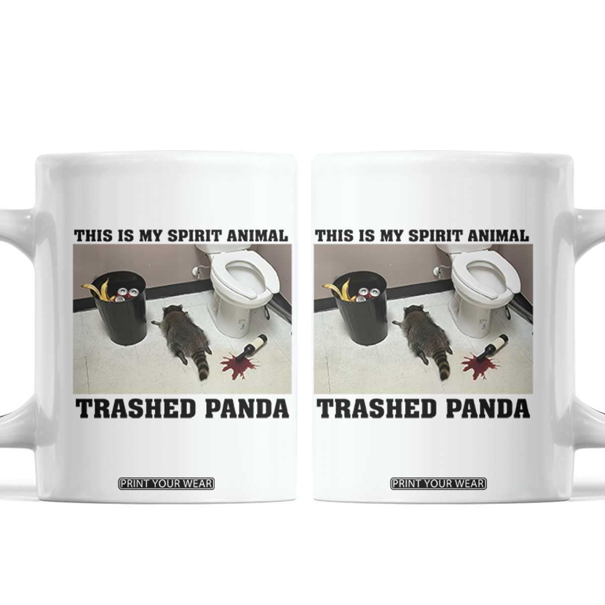 Trashed Panda Coffee Mug My Spirit Animal Funny Drunk Raccoon Meme TS14 White Print Your Wear
