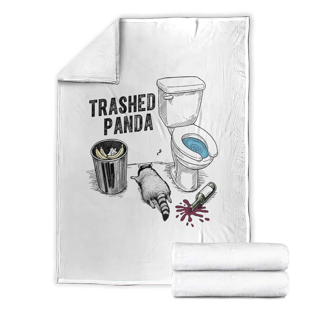 Trashed Panda Throw Blanket Funny Drunk Racoon Meme TS14 White Print Your Wear