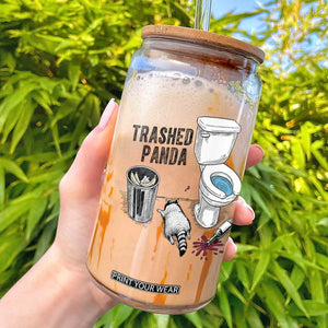 Trashed Panda Glass Can Funny Drunk Racoon Meme TS14 White Print Your Wear