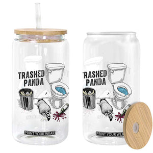 Trashed Panda Glass Can Funny Drunk Racoon Meme TS14 Print Your Wear