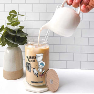 Trashed Panda Glass Can Funny Drunk Racoon Meme TS14 Print Your Wear