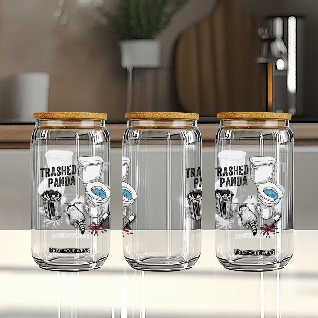Trashed Panda Glass Can Funny Drunk Racoon Meme TS14 Print Your Wear