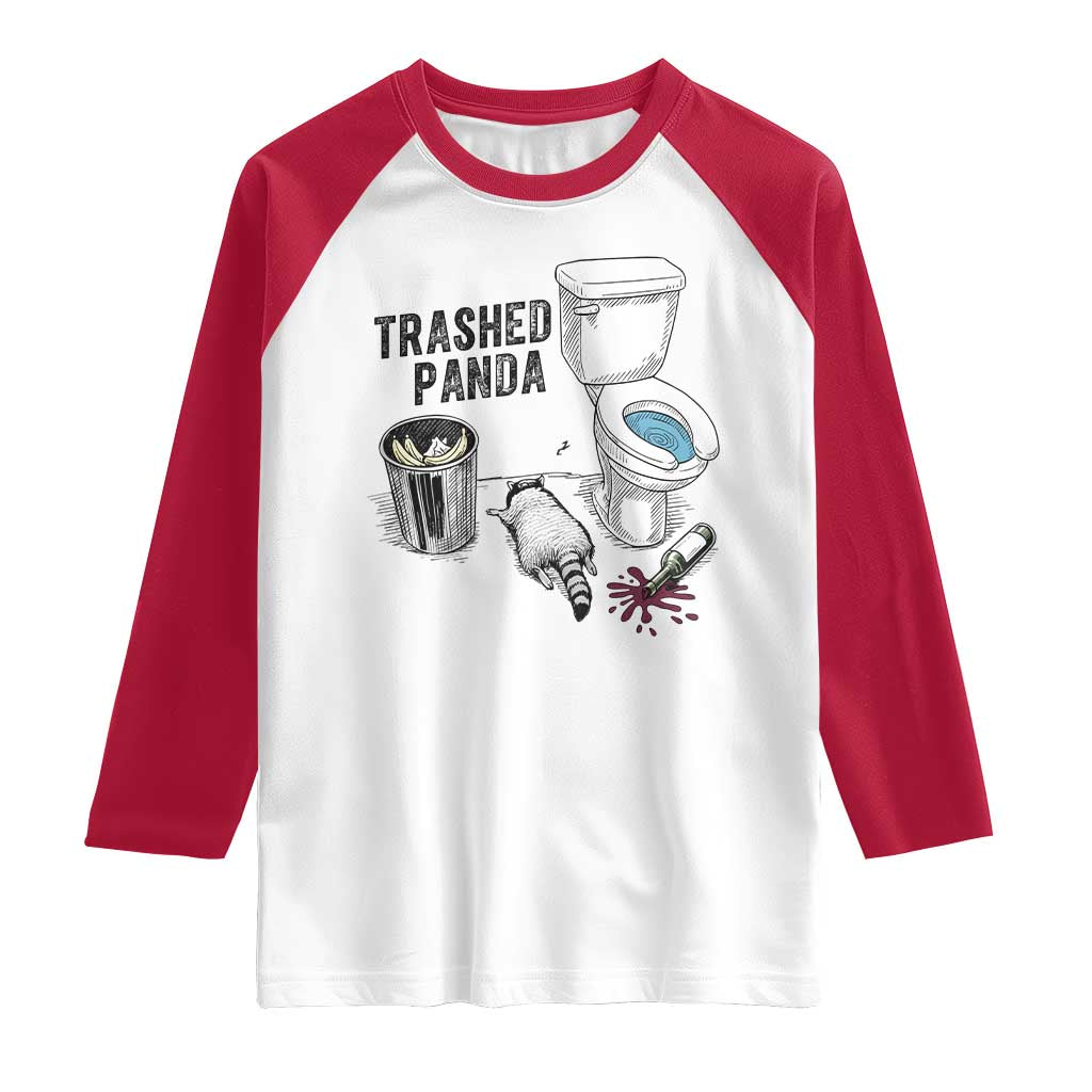 Trashed Panda Raglan Shirt Funny Drunk Racoon Meme TS14 White Red Print Your Wear