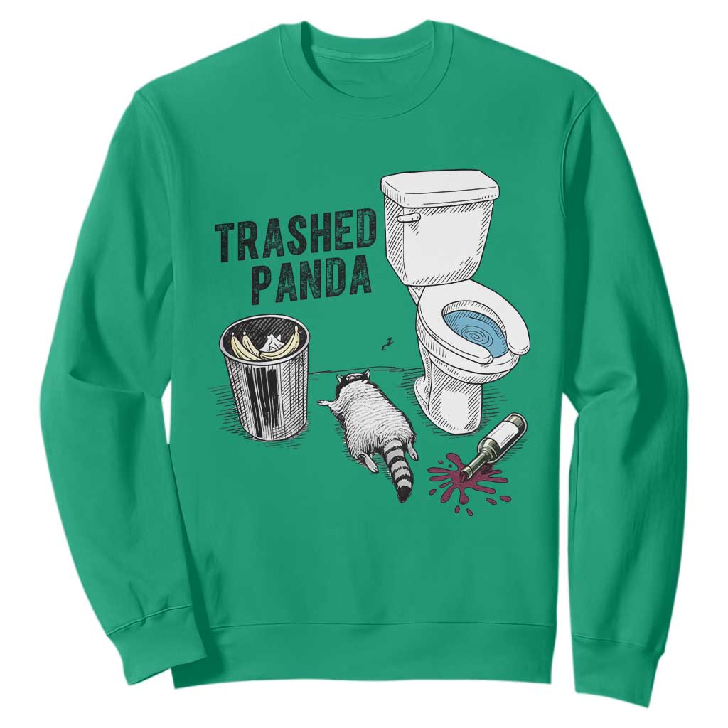 Trashed Panda Sweatshirt Funny Drunk Racoon Meme TS14 Irish Green Print Your Wear