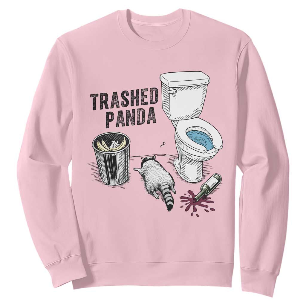 Trashed Panda Sweatshirt Funny Drunk Racoon Meme TS14 Light Pink Print Your Wear