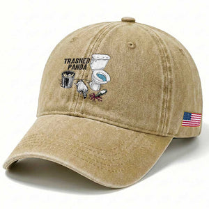 Trashed Panda Washed Cotton Baseball Cap Funny Drunk Racoon Meme TS14 Print Your Wear