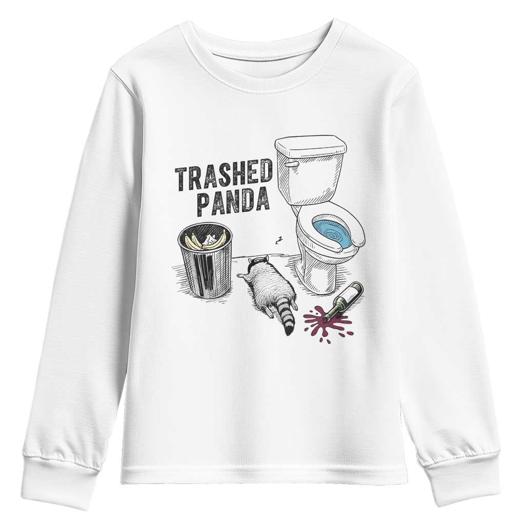 Trashed Panda Youth Sweatshirt Funny Drunk Racoon Meme TS14 White Print Your Wear