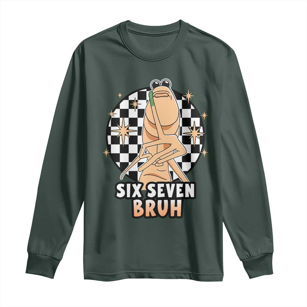 Marcus The Worm Meme Long Sleeve Shirt 67 Six Seven Gen Z Humor TS14 Dark Forest Green Print Your Wear