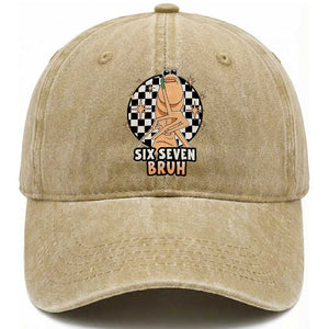 Marcus The Worm Meme Washed Cotton Baseball Cap 67 Six Seven Gen Z Humor TS14 Washed Cap Universal Fit Khaki Print Your Wear