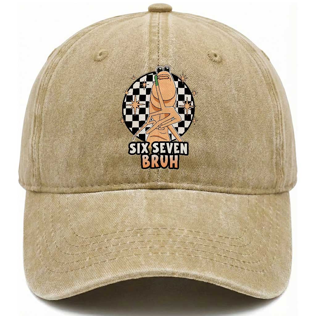 Marcus The Worm Meme Washed Cotton Baseball Cap 67 Six Seven Gen Z Humor TS14 Washed Cap Universal Fit Khaki Print Your Wear