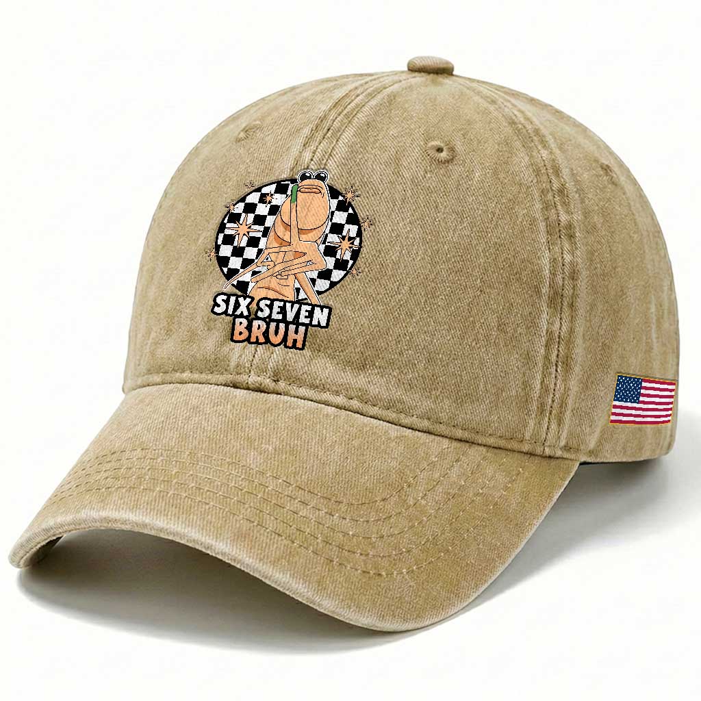 Marcus The Worm Meme Washed Cotton Baseball Cap 67 Six Seven Gen Z Humor TS14 Print Your Wear