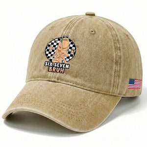 Marcus The Worm Meme Washed Cotton Baseball Cap 67 Six Seven Gen Z Humor TS14 Print Your Wear