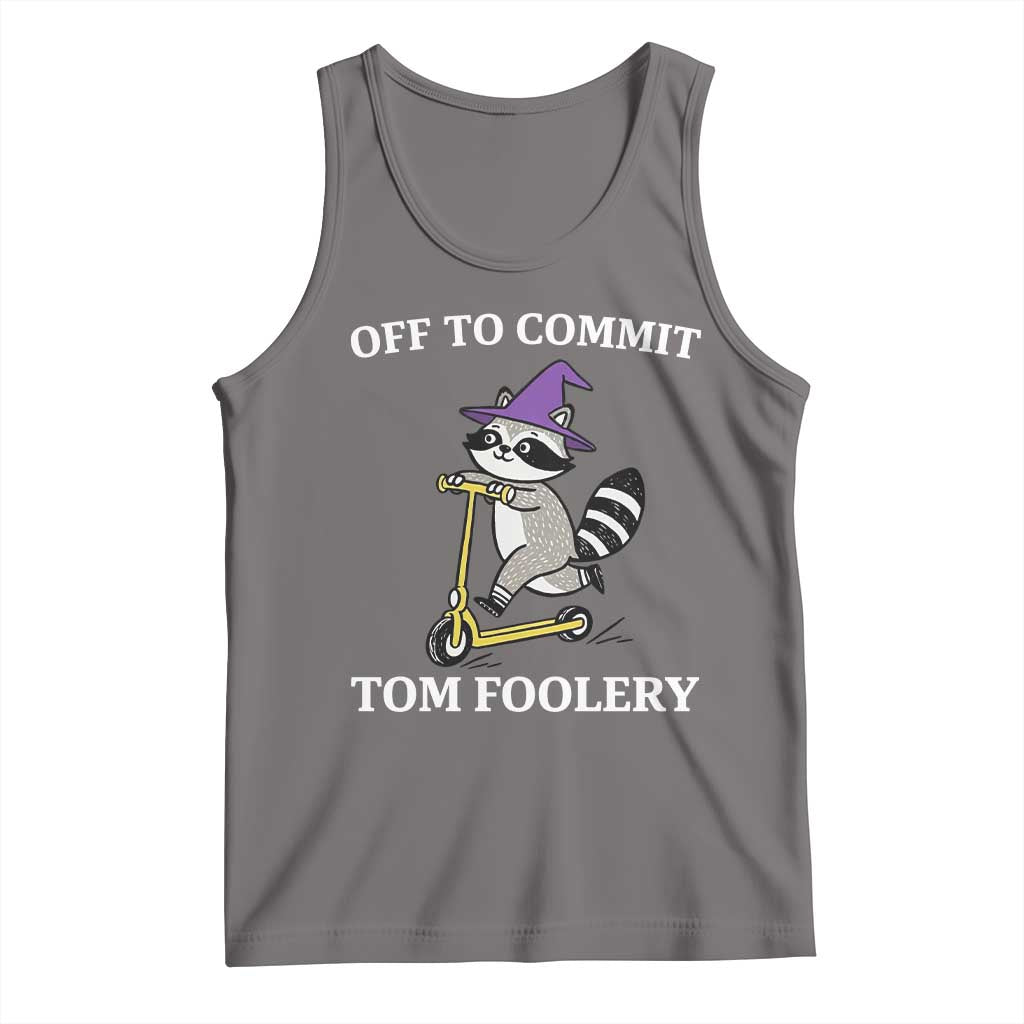 Funny Raccoon Scooter Meme Tank Top Off To Commit Tom Foolery TS14 Deep Heather Print Your Wear