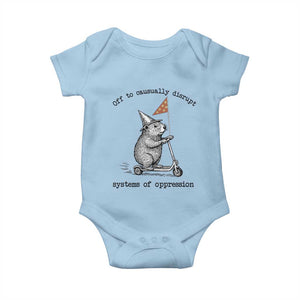 Funny Groundhog Scooter Meme Baby Onesie Off To Causually Disrupt System Of Oppression TS14 Light Blue Print Your Wear