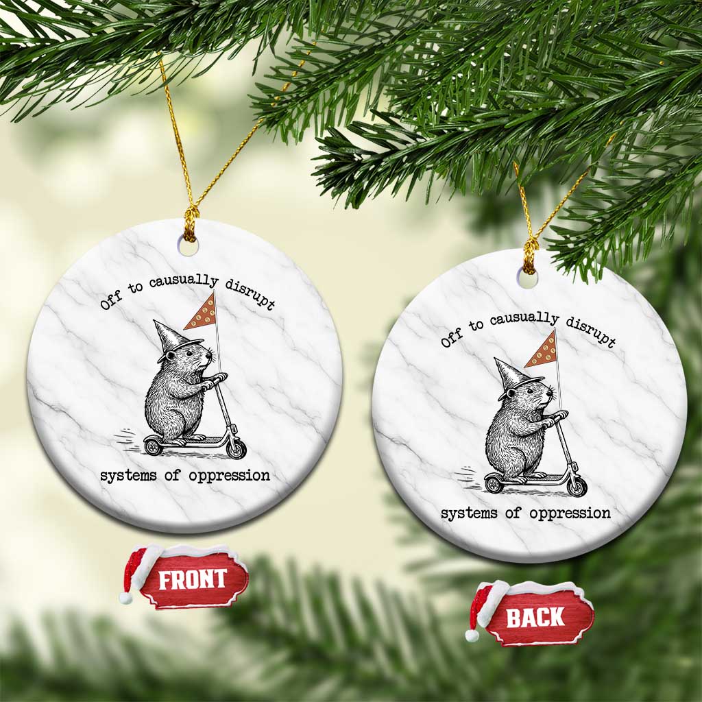 Funny Groundhog Scooter Meme Ceramic Ornament Off To Causually Disrupt System Of Oppression TS14 1pc White Marble Print Your Wear