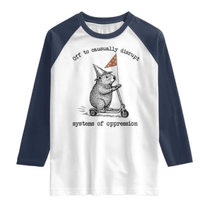 Funny Groundhog Scooter Meme Raglan Shirt Off To Causually Disrupt System Of Oppression TS14 White Navy Print Your Wear