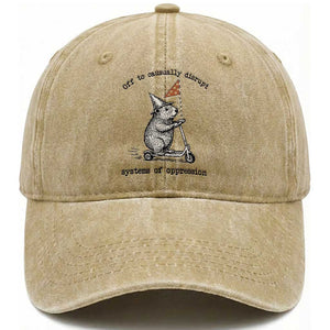 Funny Groundhog Scooter Meme Washed Cotton Baseball Cap Off To Causually Disrupt System Of Oppression TS14 Washed Cap Universal Fit Khaki Print Your Wear