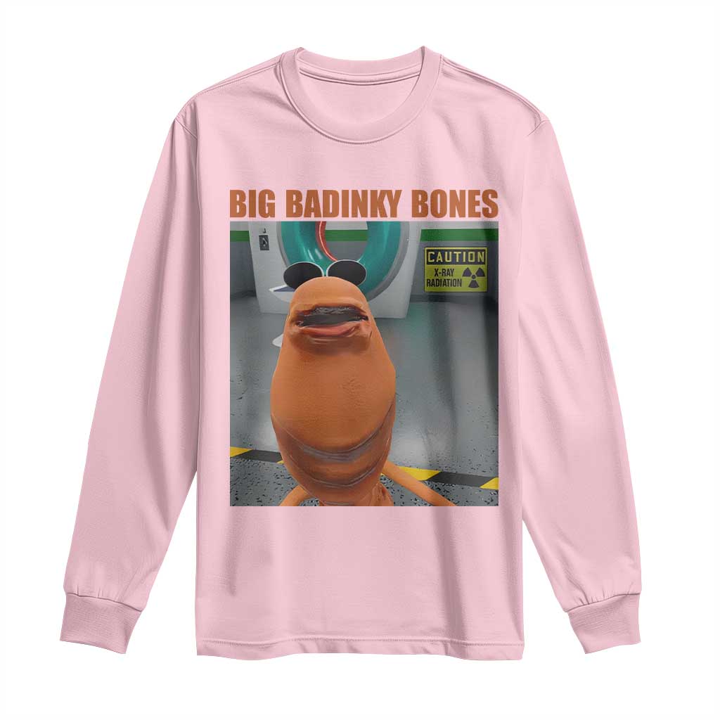 Marcus The Worm Meme Long Sleeve Shirt - Big Badinky Bones Viral Humor Tee TS14 Light Pink Print Your Wear