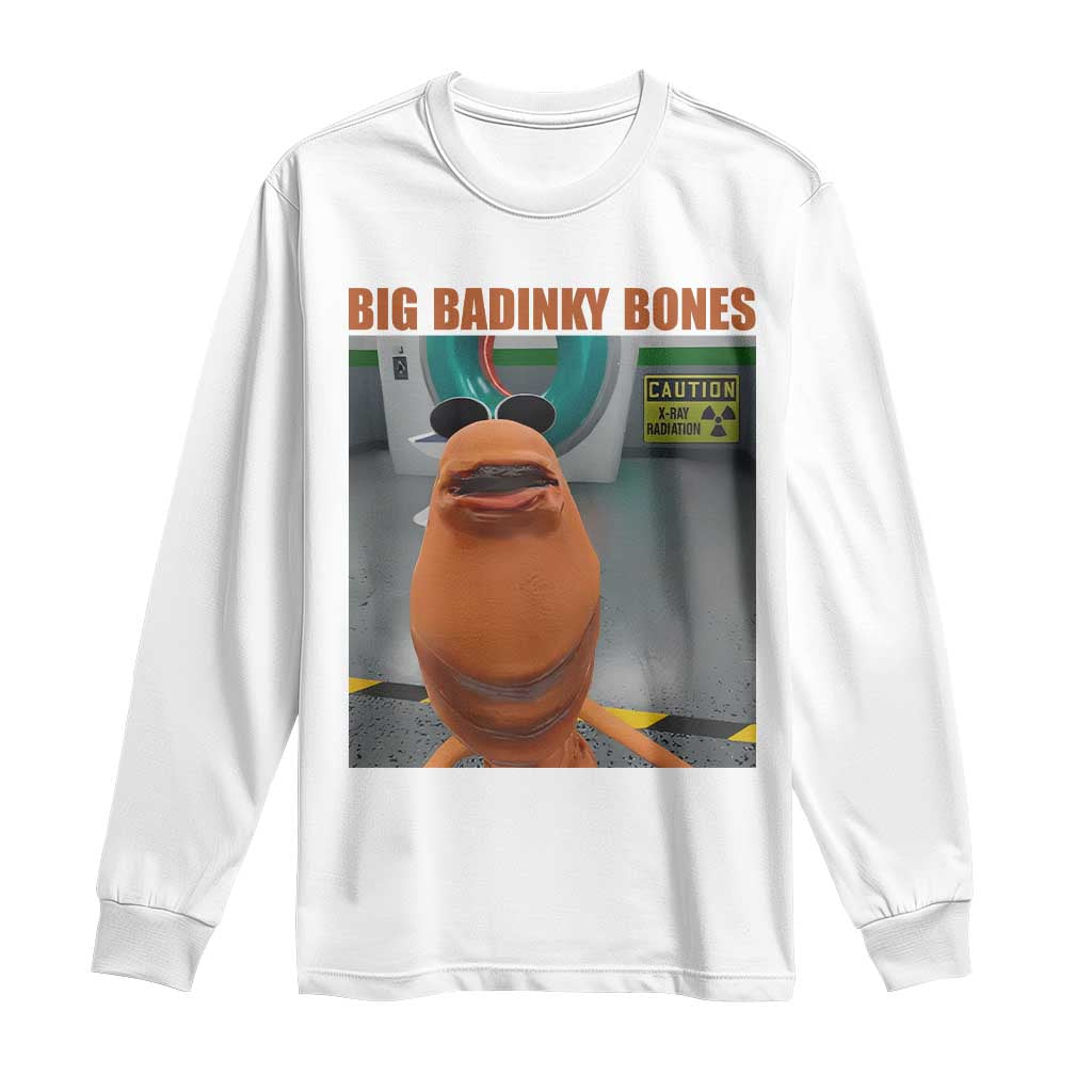 Marcus The Worm Meme Long Sleeve Shirt - Big Badinky Bones Viral Humor Tee TS14 White Print Your Wear