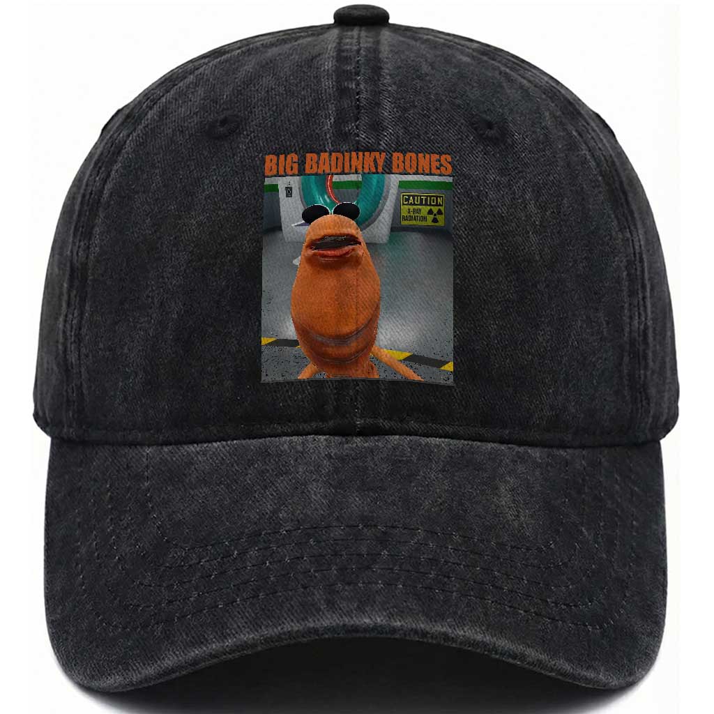 Marcus The Worm Meme Washed Cotton Baseball Cap Big Badinky Bones TS14 Washed Cap Universal Fit Black Print Your Wear