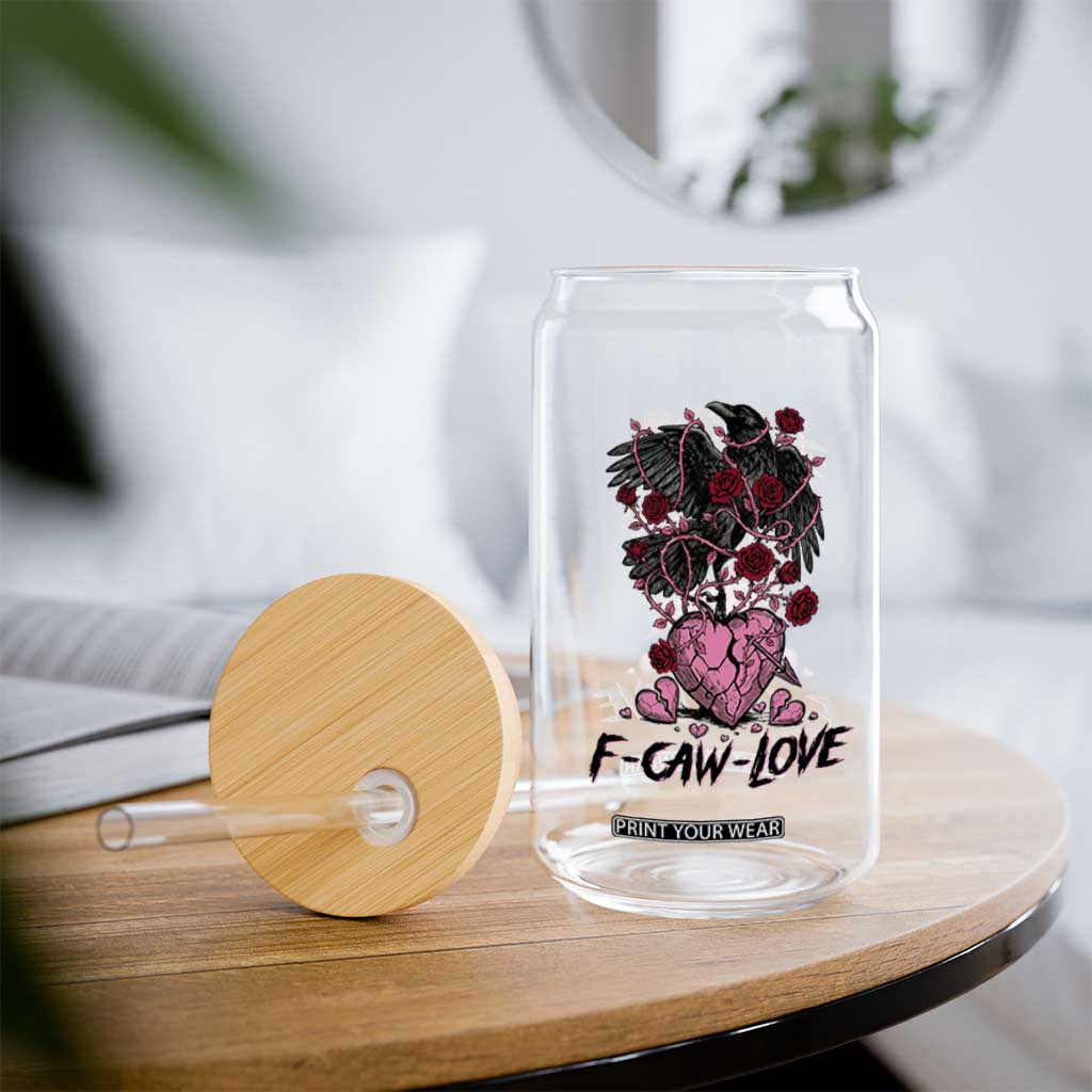 F Caw Love Glass Can Funny Anti Valentines Day Gothic Bird Meme TS14 Print Your Wear