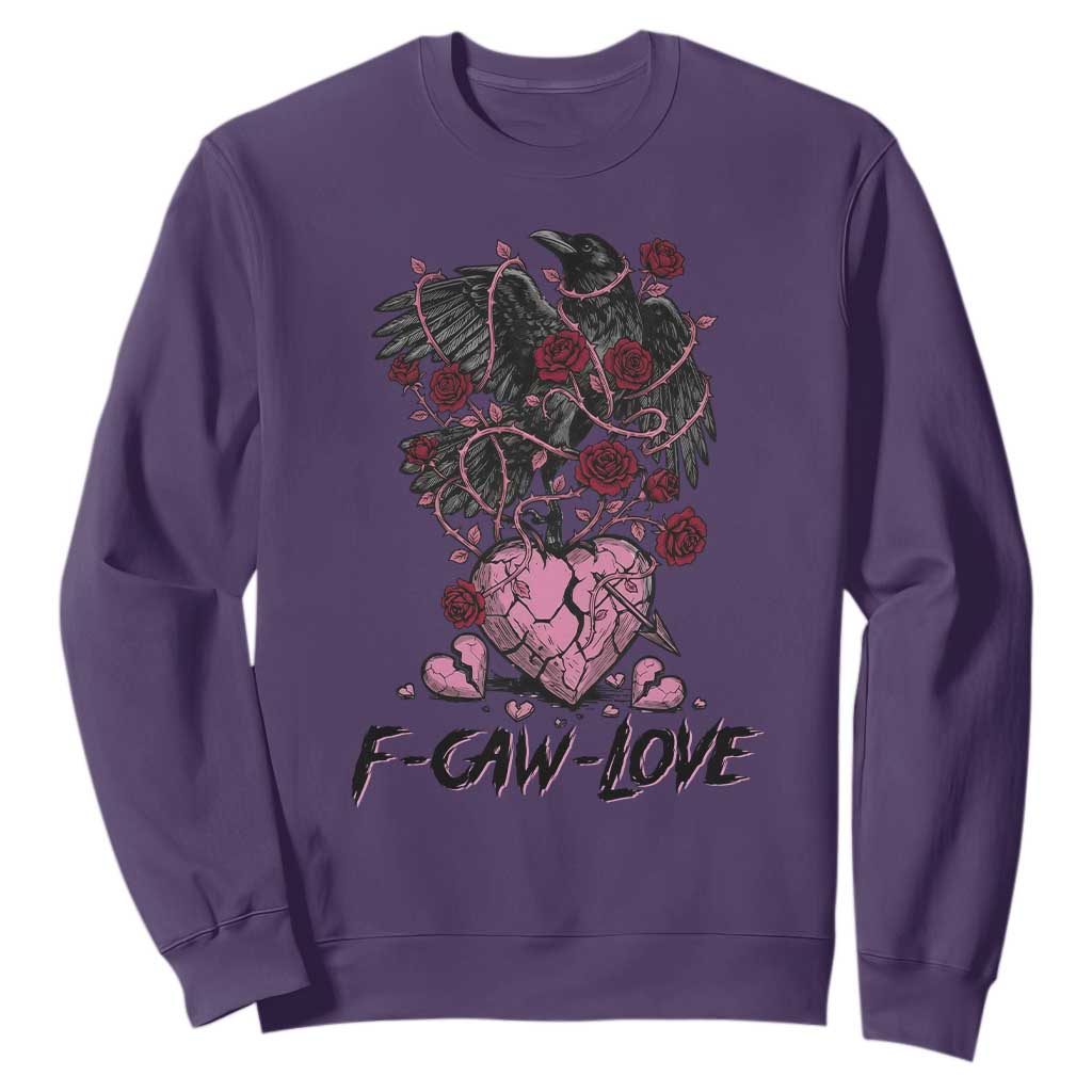 F Caw Love Sweatshirt Funny Anti Valentines Day Gothic Bird Meme TS14 Purple Print Your Wear