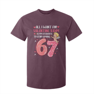 67 Valetines Meme T Shirt For Kid Funny Teacher Sayings Six Seven TS14 Maroon Print Your Wear