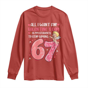 67 Valetines Meme Long Sleeve Shirt Funny Teacher Sayings Six Seven TS14 Red Print Your Wear