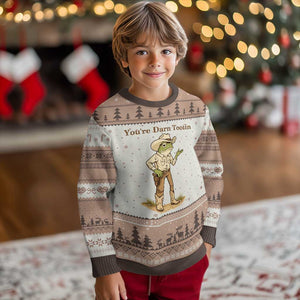 You're Darn Tootin Ugly Christmas Sweater Funny Cowboy Frog Meme TS14 Mocha Mousse Print Your Wear