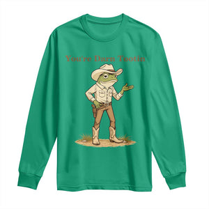 You're Darn Tootin Long Sleeve Shirt Funny Cowboy Frog Meme TS14 Irish Green Print Your Wear