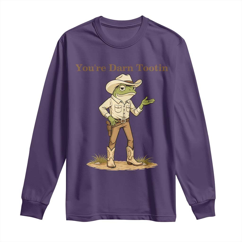 You're Darn Tootin Long Sleeve Shirt Funny Cowboy Frog Meme TS14 Purple Print Your Wear