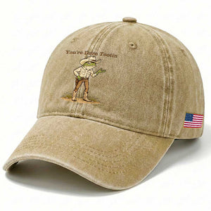 You're Darn Tootin Washed Cotton Baseball Cap Funny Cowboy Frog Meme TS14 Print Your Wear