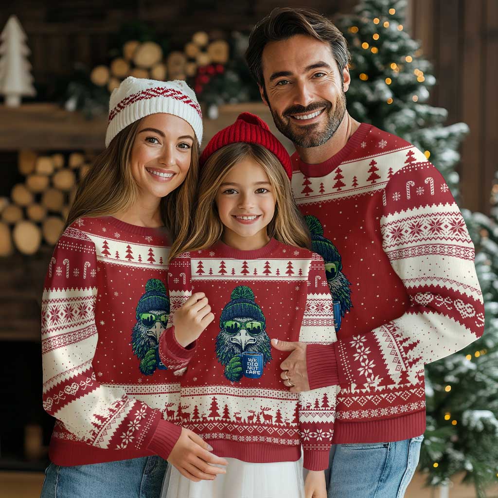 We Did Not Care Ugly Christmas Sweater Seattle Championship Quote TS14 Red Beige Print Your Wear
