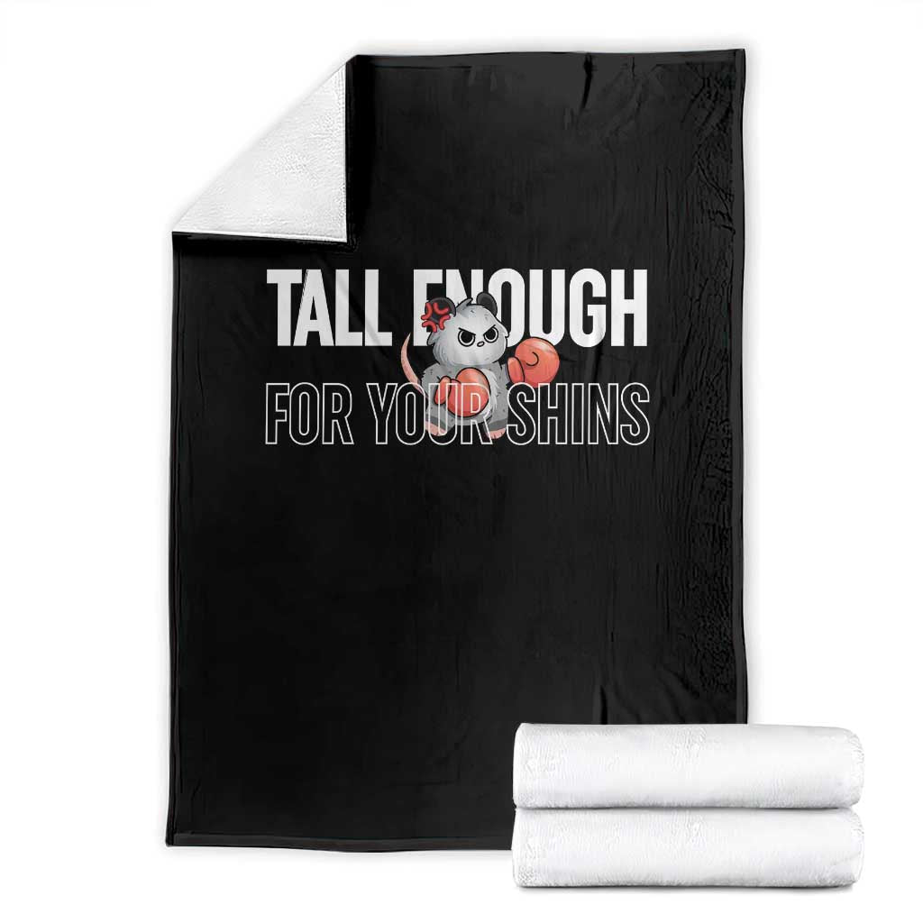Tall Enough For Your Shins Throw Blanket Funny Possum Boxing Meme TS14 Black Print Your Wear