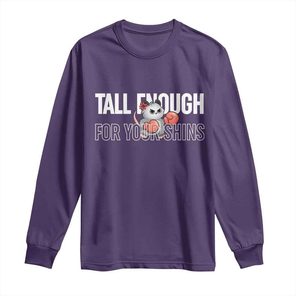 Tall Enough For Your Shins Long Sleeve Shirt Funny Possum Boxing Meme TS14 Purple Print Your Wear