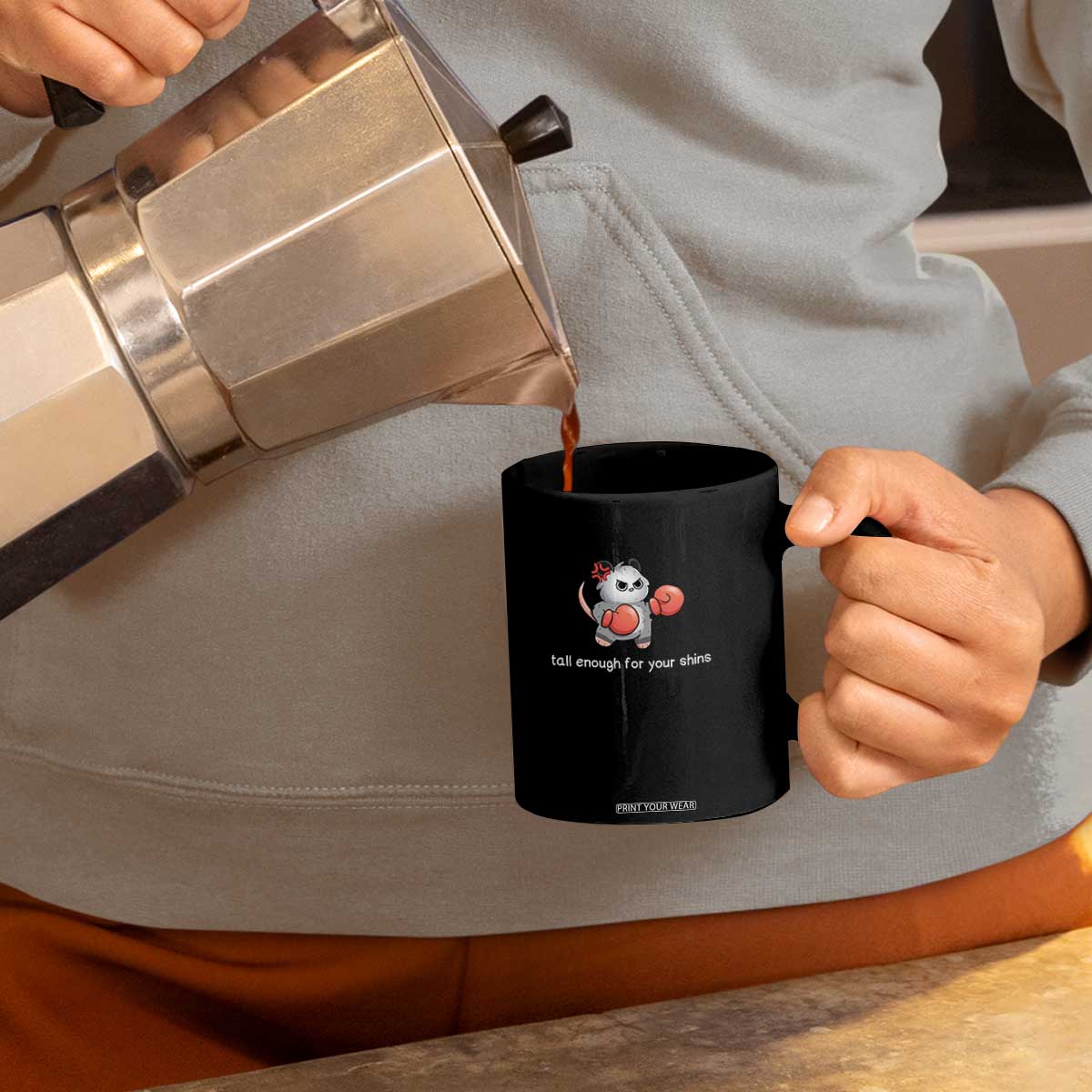Tall Enough For Your Shins Coffee Mug Funny Possum Sarcastic Meme TS14 Print Your Wear