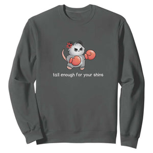Tall Enough For Your Shins Sweatshirt Funny Possum Sarcastic Meme TS14 Dark Heather Print Your Wear