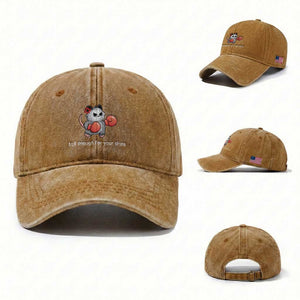 Tall Enough For Your Shins Washed Cotton Baseball Cap Funny Possum Sarcastic Meme TS14 Washed Cap Universal Fit Yellow Ochre Print Your Wear