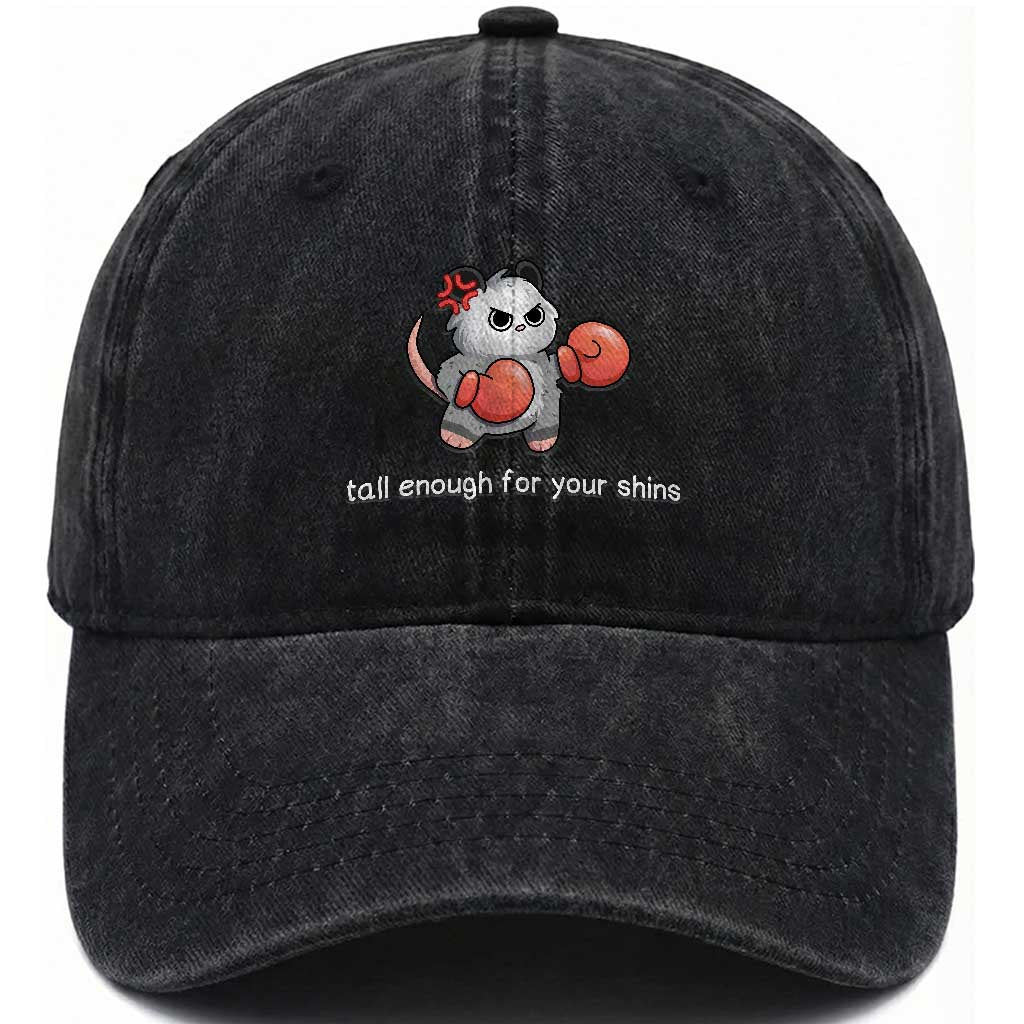 Tall Enough For Your Shins Washed Cotton Baseball Cap Funny Possum Sarcastic Meme TS14 Washed Cap Universal Fit Black Print Your Wear