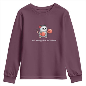 Tall Enough For Your Shins Youth Sweatshirt Funny Possum Sarcastic Meme TS14 Maroon Print Your Wear