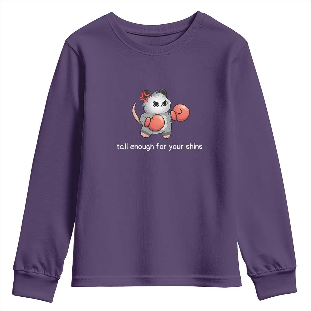 Tall Enough For Your Shins Youth Sweatshirt Funny Possum Sarcastic Meme TS14 Purple Print Your Wear
