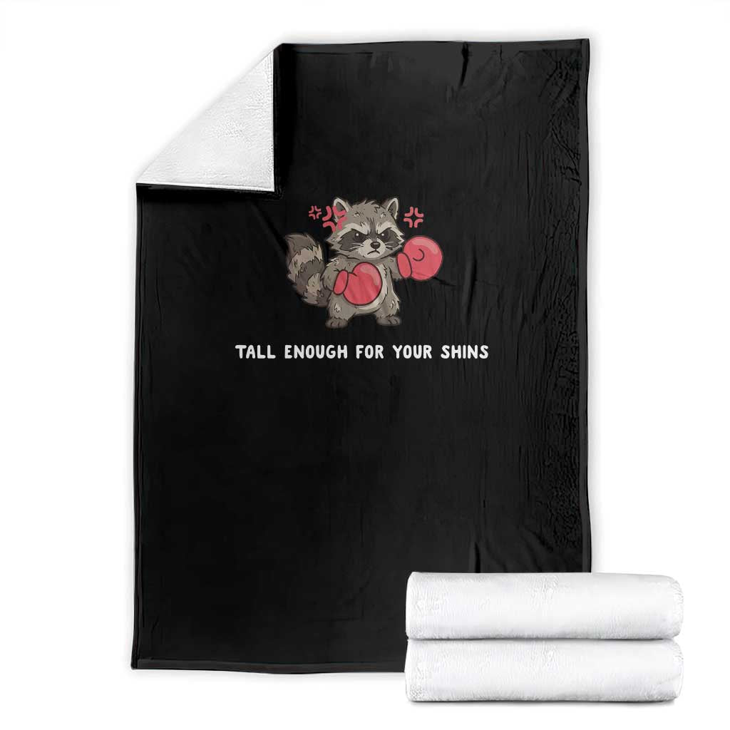 Tall Enough For Your Shins Throw Blanket Funny Raccoon Sarcastic Meme TS14 Black Print Your Wear