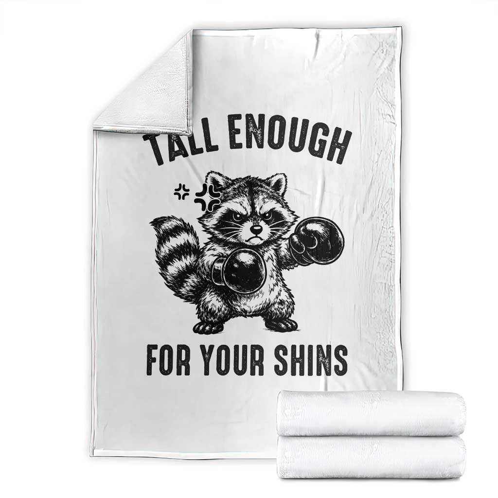 Tall Enough For Your Shins Throw Blanket Funny Raccoon Boxing Meme TS14 White Print Your Wear