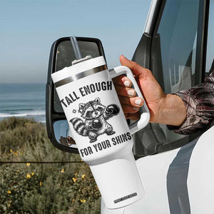 Tall Enough For Your Shins Tumbler With Handle Funny Raccoon Boxing Meme TS14 Print Your Wear