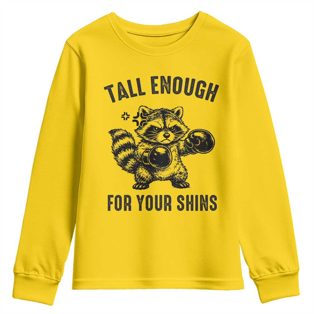 Tall Enough For Your Shins Youth Sweatshirt Funny Raccoon Boxing Meme TS14 Daisy Print Your Wear