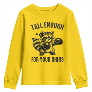 Tall Enough For Your Shins Youth Sweatshirt Funny Raccoon Boxing Meme TS14 Daisy Print Your Wear